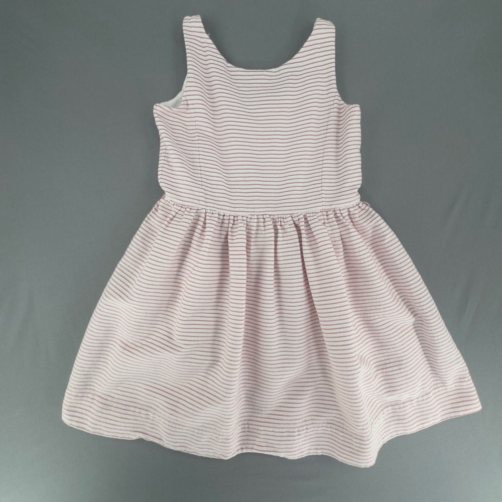 Polo Ralph Lauren Girls Red White Striped Seersucker Fit Flare Dress Size 16